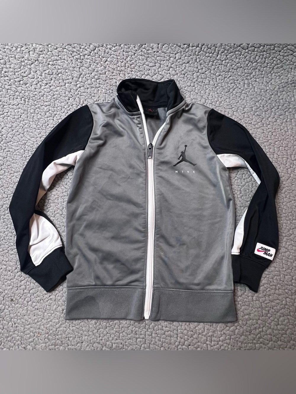 Jordan Boys Jumpman Full Zip Track Jacket Colorblock Gray Black White Sz 5